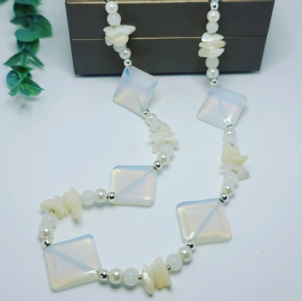 Sea Opal, Mother Of Pearl Handmade necklace 😍